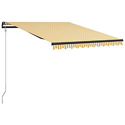 vidaXL Auvent rétractable capteur de vent LED 300x250cm Jaune et blanc