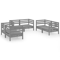 Maison Chic Salon de jardin 6 pcs - Table et chaises d'extérieur - Mobilier/Meubles de jardin Moderne Gris Bois de pin massif -MN49894