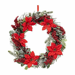 Couronne de Noël Poinsettia Soir 50cm Rouge