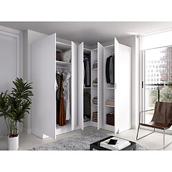 Vente-Unique Armoire d'angle 5 portes - L173 cm - Blanc - LISTOWEL