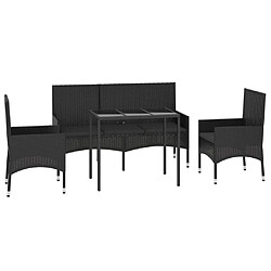 Avis Maison Chic Salon de jardin 4 pcs + coussins - Mobilier/Meubles de jardin - Table et chaises d'extérieur Noir Résine tressée -MN35290