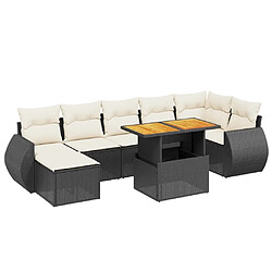 Maison Chic Ensemble Tables et chaises d'extérieur 8 pcs avec coussins,Salon de jardin noir résine tressée -GKD970464