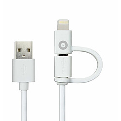 Muvit Câble 2 en 1 Lightning et Micro-USB Spring Cable Charge et Synchronisation 1m Blanc