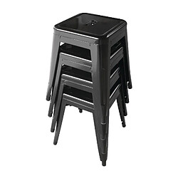 Avis Tabourets Bas en Acier Noirs - Lot de 4 - Bolero Bistro