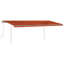 vidaXL Auvent manuel rétractable avec poteaux 6x3 m Orange et marron