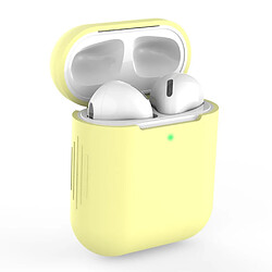 Coque en silicone avec chargement sans fil jaune clair pour votre Apple AirPods (2019)/(2016)