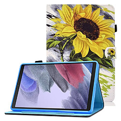 Etui en PU motif de couture, magnétique avec support, porte-cartes et porte-stylo pour Samsung Galaxy Tab A7 Lite 8.7-pouces T220/T225 - tournesol