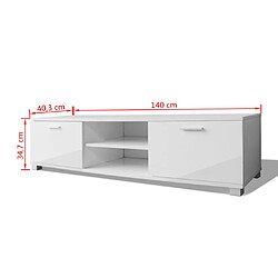 Acheter Helloshop26 Meuble télé buffet tv télévision design pratique 140 cm haute brillance blanc 2502057/2