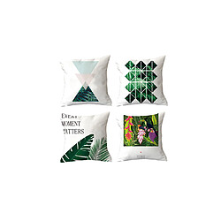 YP Select 4 Pcs Usine Impression Décorative Tapisserie D'ameublement Housse de Coussin Confortable Jeter Taies D'oreiller Vert 4 Pcs