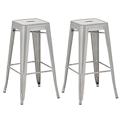 Decoshop26 Lot de 2 tabourets de bar style industriel en métal avec repose-pieds gris TDB10118