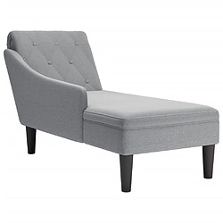 vidaXL Fauteuil long avec coussin et accoudoir droit gris clair tissu