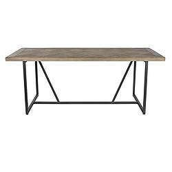 Pegane Table à manger, table de repas rectangulaire en bois coloris naturel et métal noir - longueur 195 x profondeur 90 x Hauteur 76 cm