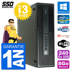 PC HP ProDesk 600 G2 SFF Intel Core i3-6100 RAM 8Go SSD 240Go Windows 10 Wifi - Occasion