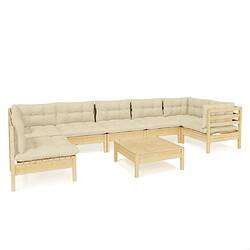 Maison Chic Salon de jardin 8 pcs + coussins - Mobilier/Meubles de jardin - Table et chaises d'extérieur crème Bois de pin -MN32339