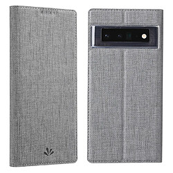 Etui en PU VILI auto-absorbé magnétique avec support et porte-carte, gris pour votre Google Pixel 6 Pro