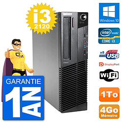 PC Lenovo M92p SFF Intel i3-2120 RAM 4Go Disque Dur 1To Windows 10 Wifi - Occasion