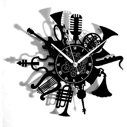 Horloge Murale en Vinyle Cadeau Fait Main Décorations Pour la Maison Home Office Guitare Batterie Clavier Notes Instruments Musicaux Jazz Rock