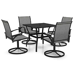 Salle à manger de jardin 5 pcs,Table et chaise à dîner Textilène et acier -MN51551