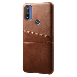 Coque en TPU + PU avec porte-cartes marron pour votre Motorola G Pure