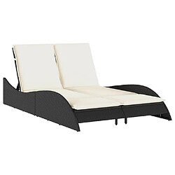 Maison Chic Chaise longue avec coussins, Transats, Bain de Soleil noir 114x205x73 cm résine tressée