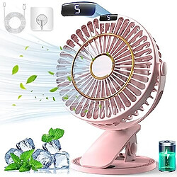 Avis Ventilateur de Bureau USB, Mini Ventilateur à Clipser à Écran LCD Amélioré avec 5 Vitesses, ventilateur de Table Silencieux Rechargeable à Rotation de 720 Degrés, ventilateur Portable de 6” pour Bureau