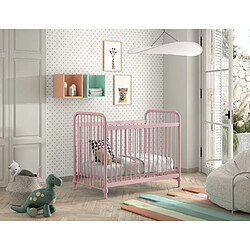 Acheter Mes Lit bébé 60x120 cm en métal rose clair - BERGEN