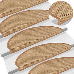 vidaXL Tapis d'escalier autocollants aspect sisal 15 pcs 65x21x4 cm