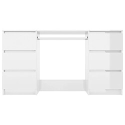 Avis vidaXL Bureau Blanc brillant 140x50x77 cm Bois d'ingénierie