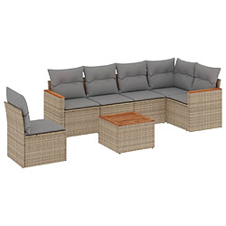 vidaXL Salon de jardin avec coussins 7 pcs beige résine tressée