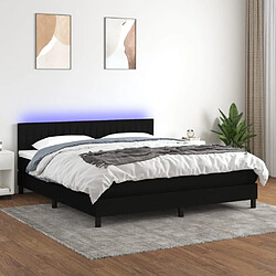 Sommier à lattes LED,Cadre à lattes de lit avec matelas pour Adulte Noir 160x200 cm Tissu -MN20750