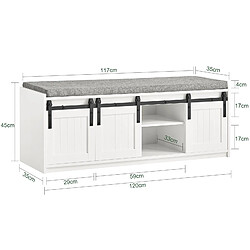 Avis SoBuy FSR133-W Étagère à Chaussures, Meuble à Chaussures, Meuble d'entrée Coffre Rangement pour Chaussures avec Porte de Grange Coulissante