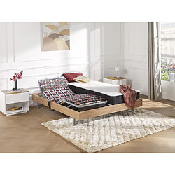 Vente-Unique Lit électrique de relaxation tout plots + matelas ressorts ensachés et mémoire forme - 2 x 80 x 200 cm - Chêne - PHANES de DREAMEA