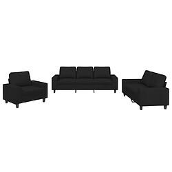 vidaXL Ensemble de canapés 3 pcs noir tissu