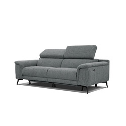 Acheter Courtois Laville Canapé droit Fiero 3 places avec 2 relax électriques tissu gris