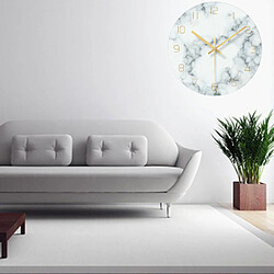 Avis Horloge Murale à Quartz Silencieuse Moderne De 12 Po En Verre Sans Coutil Marbré Bleu Blanc