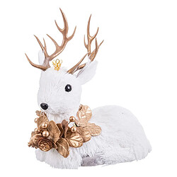 BigBuy Home Décorations de Noël Blanc Or Cerf 20 x 11 x 22 cm