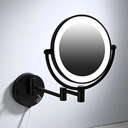 Universal Miroir de maquillage noir de peinture LED d'attache murale prolongement pliant double face de lumière LED miroir miroir de bain | miroir de bain