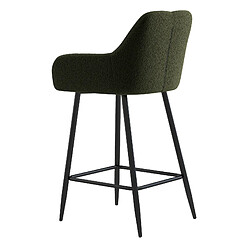 Avis Moloo LEA-Tabouret de bar en tissu bouclé Vert Army et métal noir (x2)