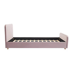 Acheter Vente-Unique Lit 90 x 190 cm - Velours avec coutures verticales - Rose + Matelas - ROGADI