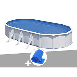 Kit piscine acier blanc Gré Fidji ovale 5,27 x 3,27 x 1,22 m + Bâche à bulles