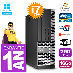 PC Dell 7020 SFF Intel i7-4790 RAM 16Go Disque 250Go Graveur DVD Wifi W7 - Occasion