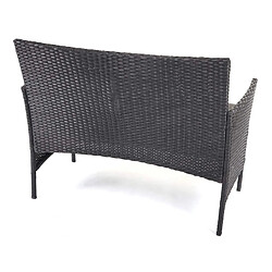 Avis Decoshop26 Salon de jardin avec fauteuils banc et table en poly-rotin noir et coussin anthracite MDJ04149