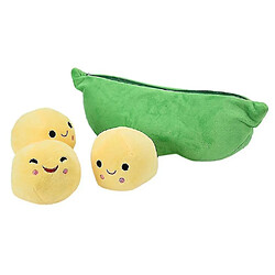 Universal Créatif mignon, 3 petits pois en peluche en gousse, oreiller moelleux (jaune)