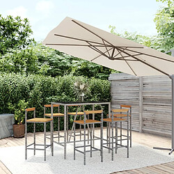 Maison Chic Table de bar et chaises d'extérieur 7 pcs,Ensemble de bar de jardin pour relax gris poly rotin/bois massif acacia -GKD799107