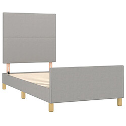 Acheter Maison Chic Lit adulte - Cadre Structure de lit avec tête de lit Contemporain Gris clair 90x190 cm Tissu -MN28706