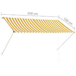 vidaXL Auvent rétractable 250x150 cm Jaune et blanc pas cher