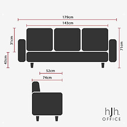 Avis Divan lounge CURACAO similicuir 3 places noir hjh OFFICE