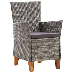 Maison Chic Lot de 2 Chaises de jardin,Fauteuil d'extérieur avec coussins Résine tressée Gris -MN54283