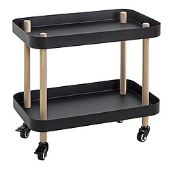 Pegane Chariot de service, desserte en bois coloris naturel et métal noir -longueur 50 x profondeur 30 x hauteur 47 cm pas cher