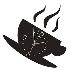 Avis Horloge murale miroir 3D modèle de café bricolage grande horloge autocollant sans cadre noir